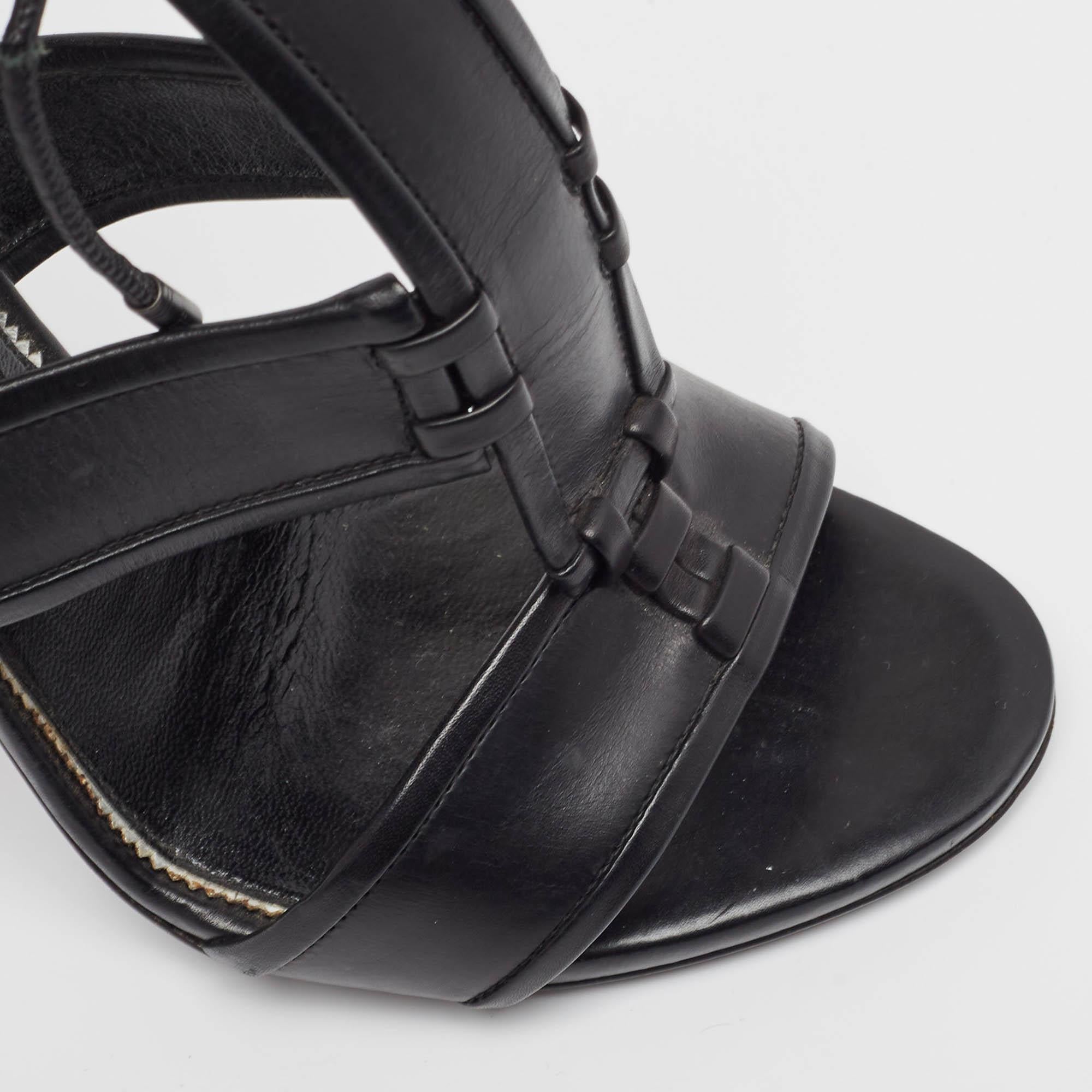 Tom Ford Black Paneled Leather Patchwork Ankle Strap Sandals Size 36.5 4