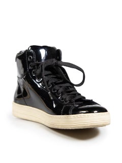 Tom Ford Black Patent High Top Trainers Size IT 37.5