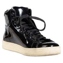 Tom Ford, scarpe da ginnastica alte in vernice nera, misura IT 37,5