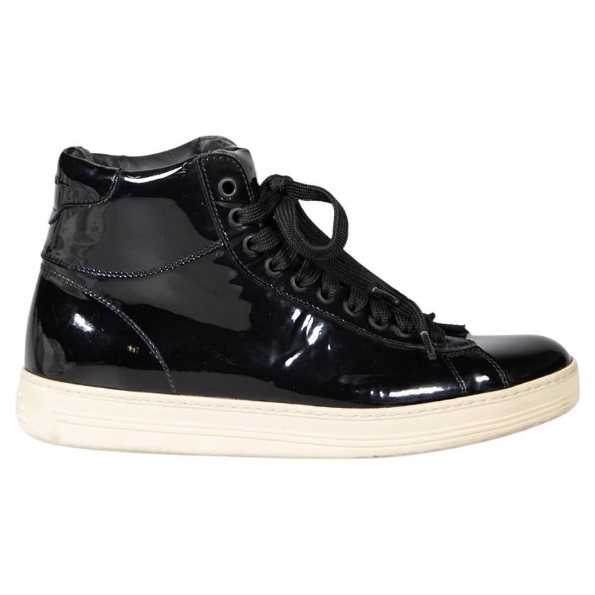 Tom Ford Black Patent High Top Trainers Size IT 37.5 For Sale