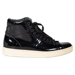 Tom Ford Schwarz Patent High Top Turnschuhe Größe IT 37.5