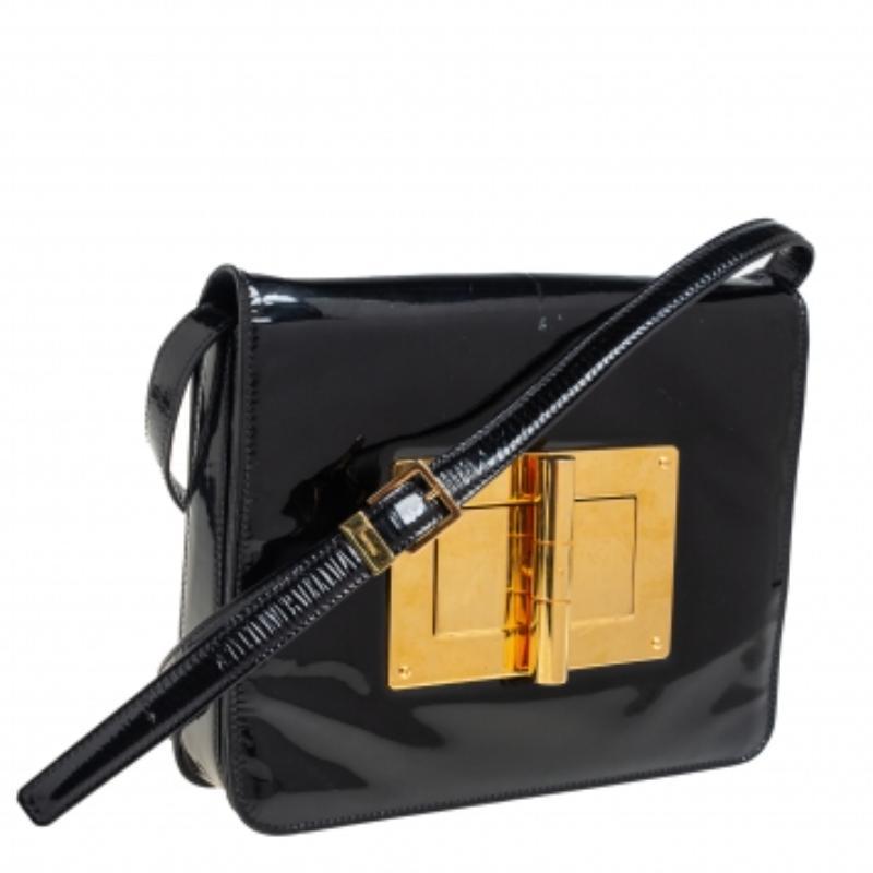 Women's Tom Ford Black Patent Leather Natalia Crossbody Bag For Sale