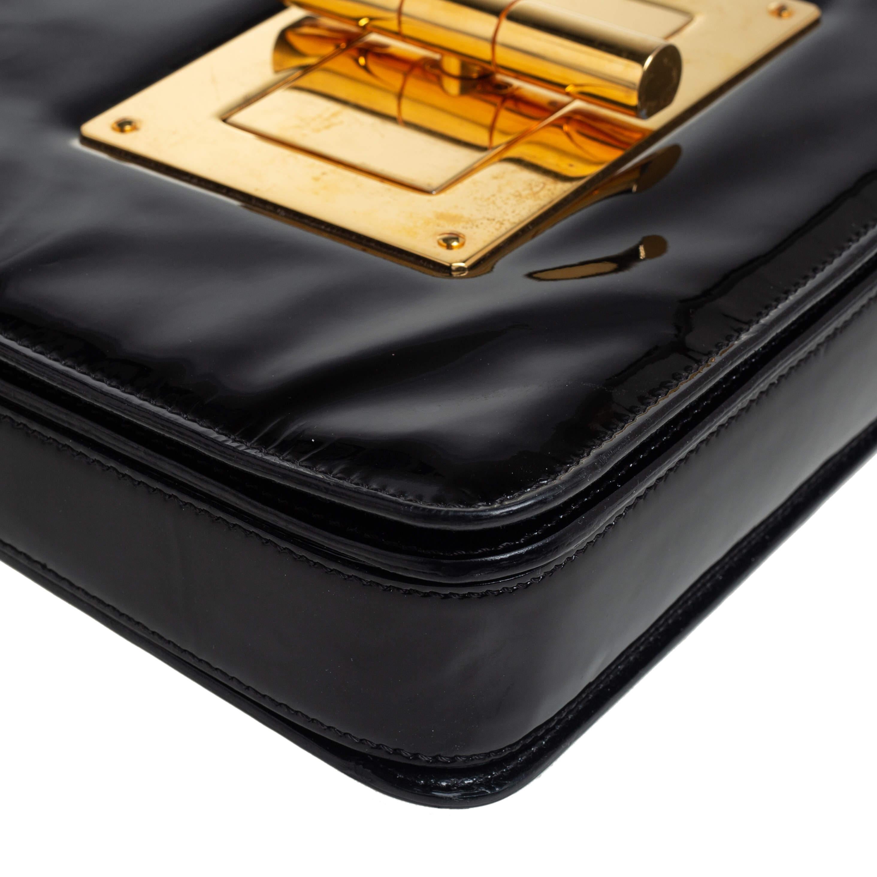 Tom Ford Black Patent Leather Natalia Crossbody Bag For Sale 4