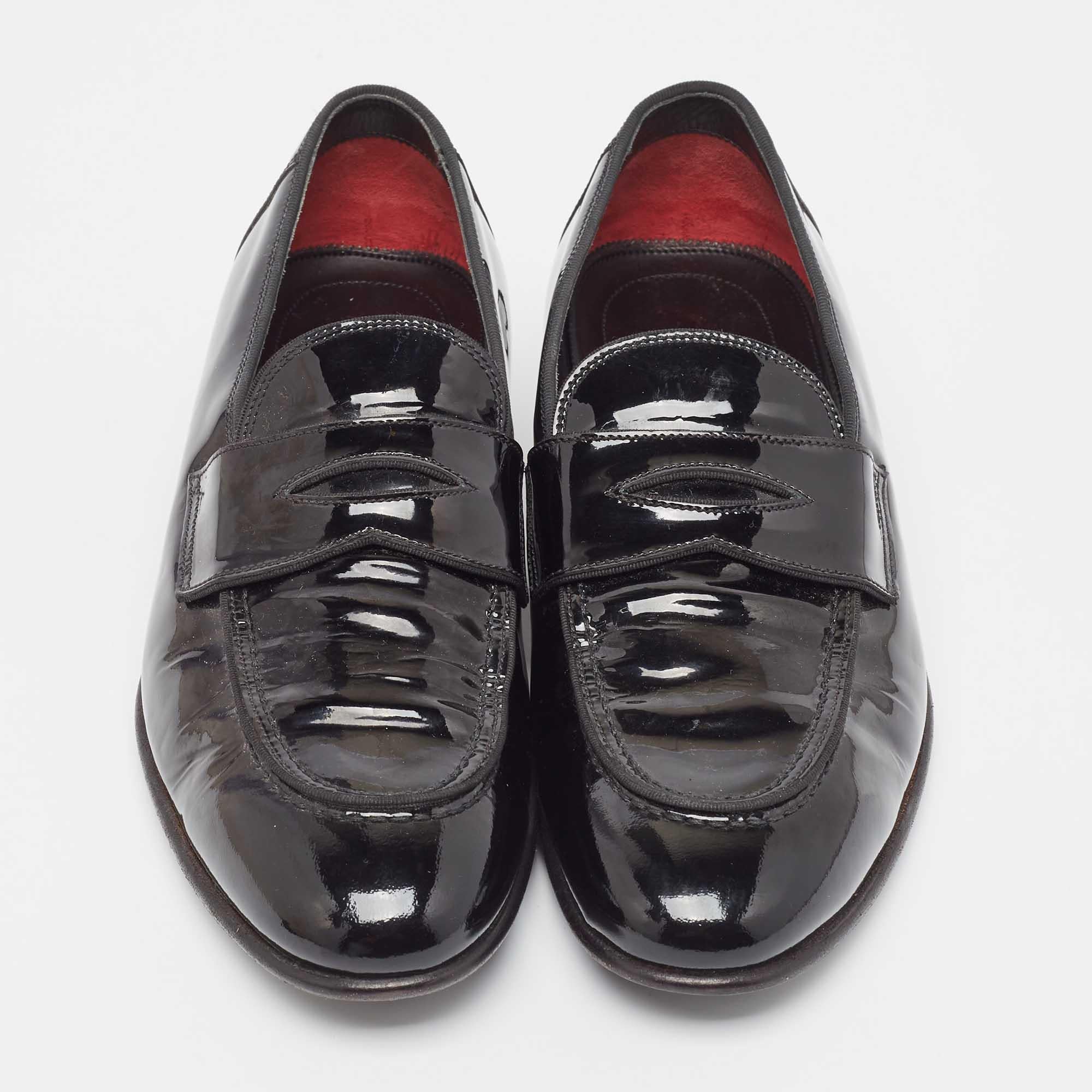 Men's Tom Ford Black Patent Leather Penny Loafers Size 40 For Sale