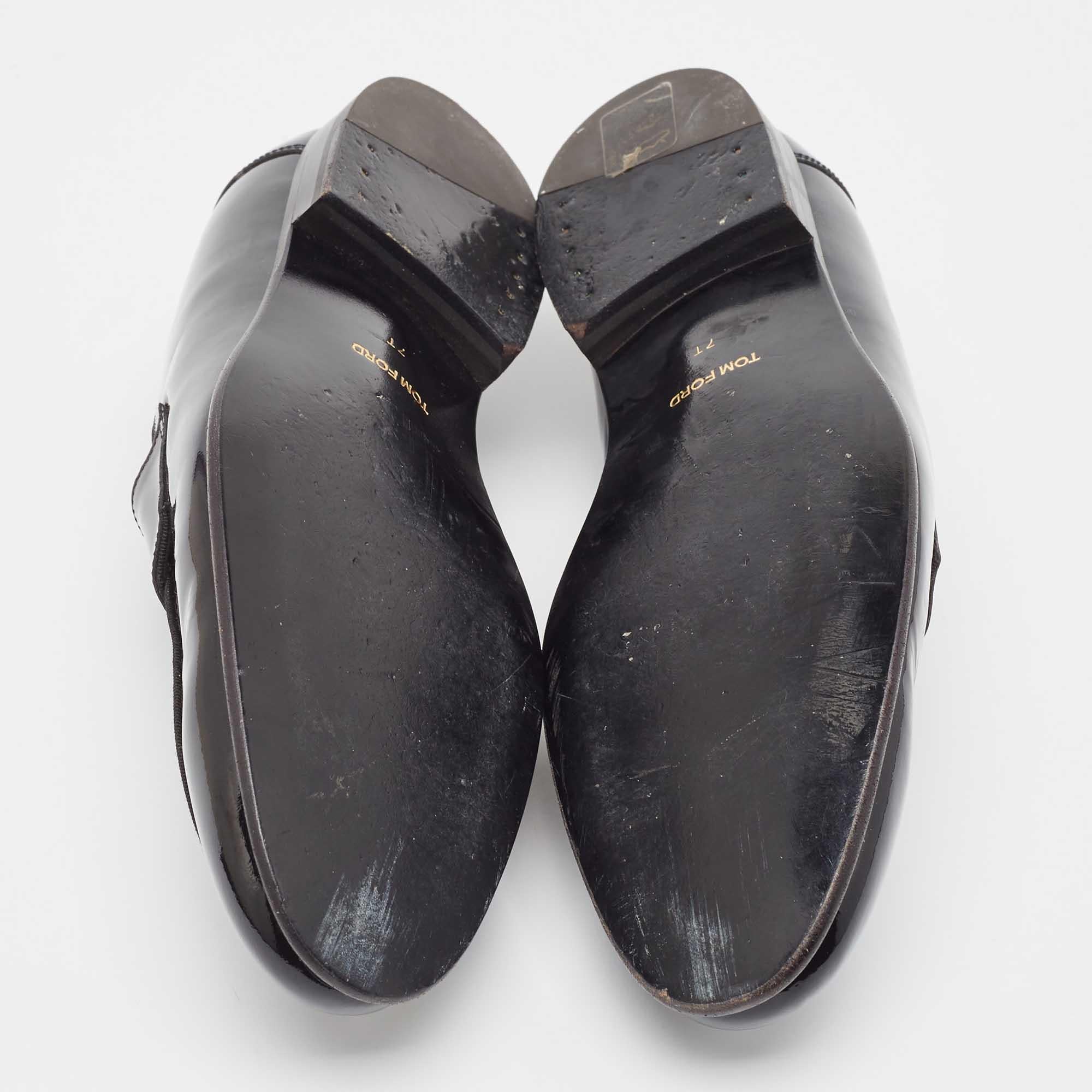 Tom Ford Black Patent Leather Penny Loafers Size 40 For Sale 2