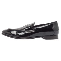 Used Tom Ford Black Patent Leather Penny Loafers Size 40