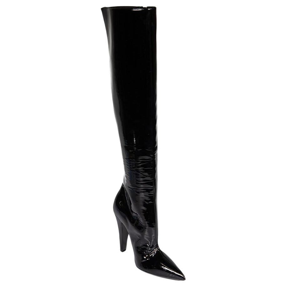 Tom Ford Black Patent Over the Knee Boots Size IT 37