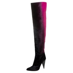 Tom Ford Black/Pink Calf Hair Ombre Over The Knee Boots Size 38