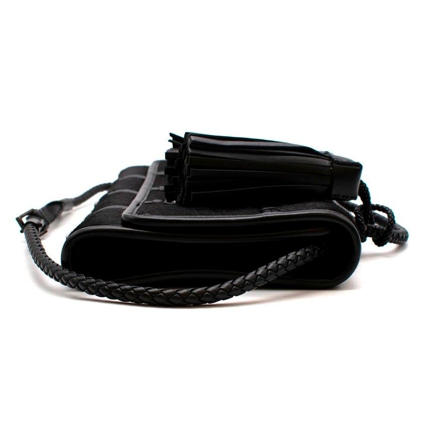 Tom Ford Black Pony Hair & Leather Caged Shoulder Bag With Tassels  In Excellent Condition For Sale In London, GB