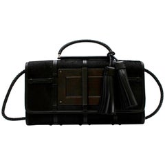 Tom Ford Black Pony Hair & Leather Caged Shoulder Bag With Tassels 