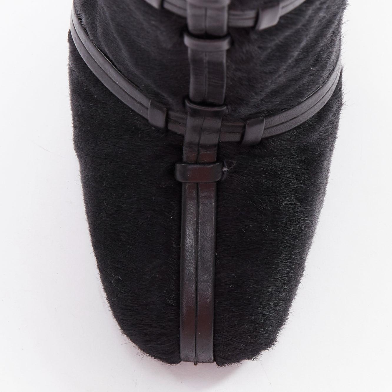 TOM FORD black ponyhair leather cage trim block heeled boots EU36 For Sale 1