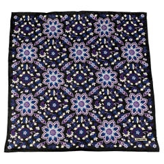 TOM FORD Black Purple White Abstract Floral Silk Pocket Square