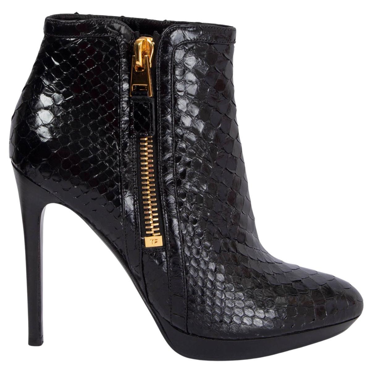 Tom Ford Black Python Ankle Boots Shoes 40