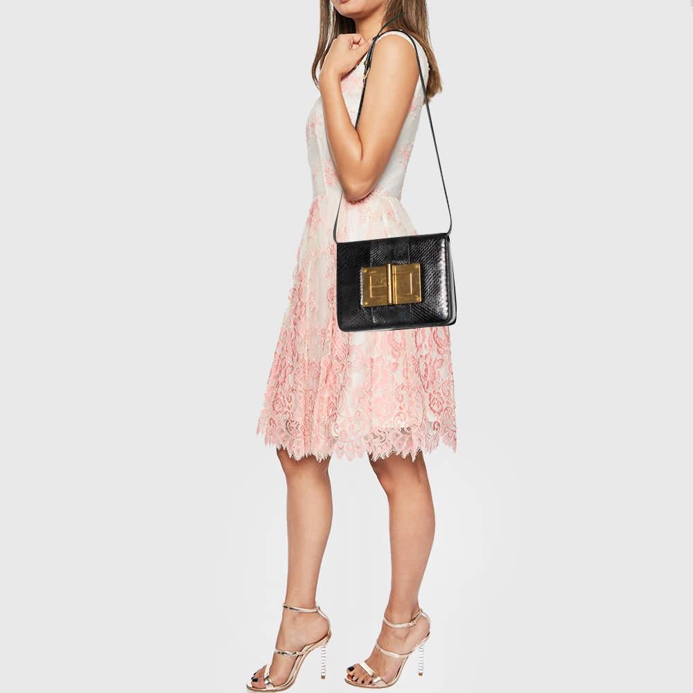 Tom Ford Black Python Large Natalia Shoulder Bag 2