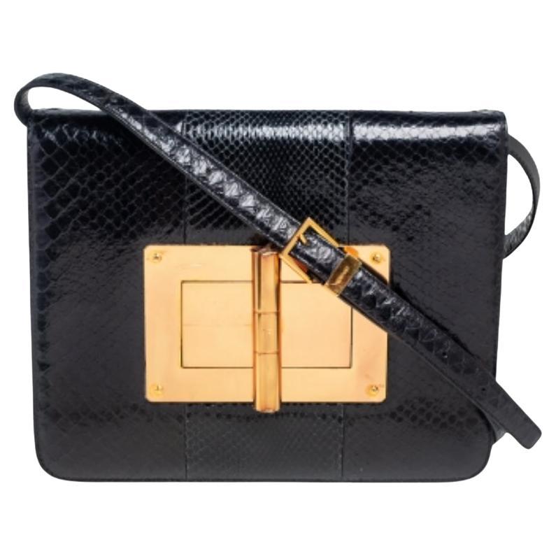 Tom Ford Black Python Large Natalia Shoulder Bag