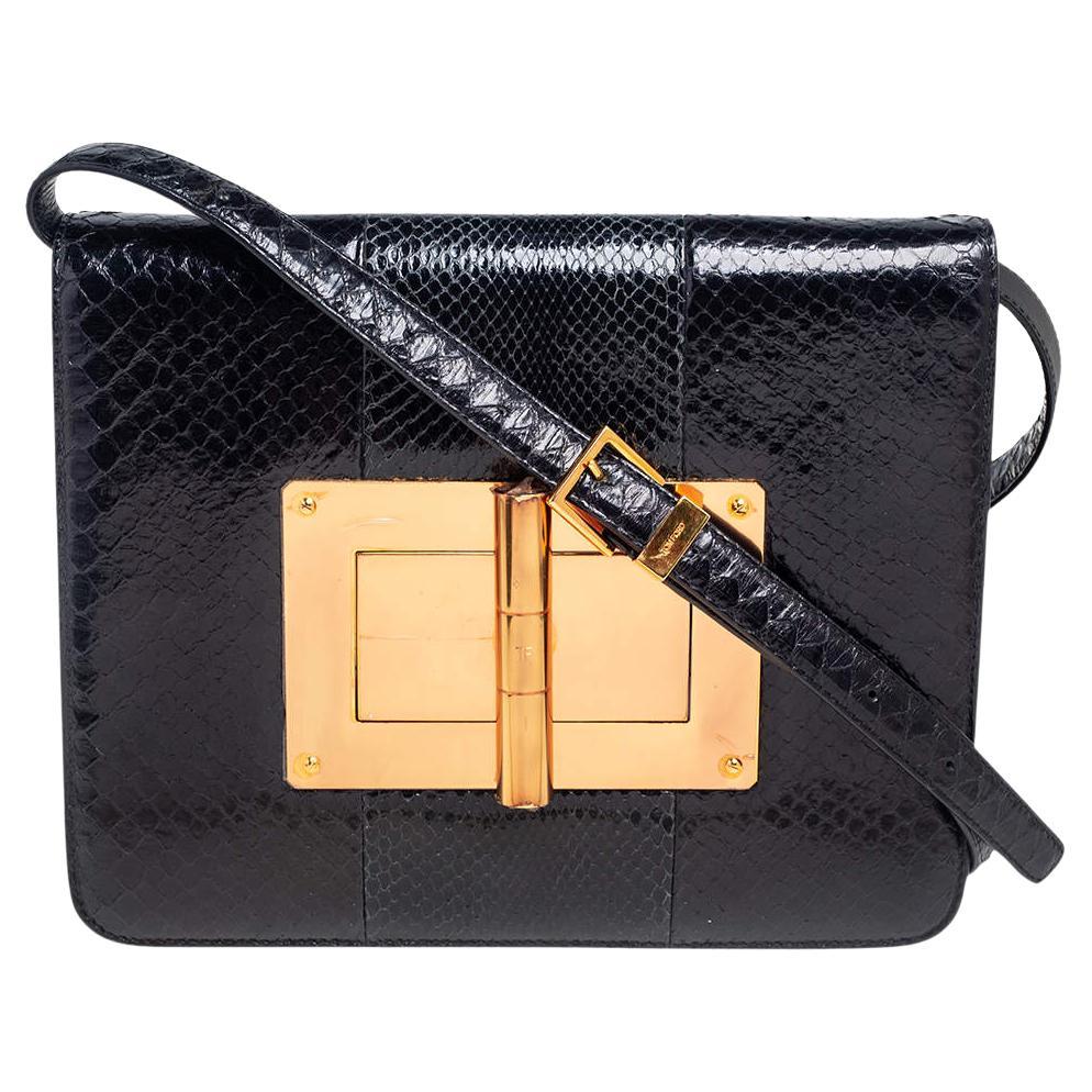 Tom Ford Black Python Large Natalia Shoulder Bag For Sale at 1stDibs