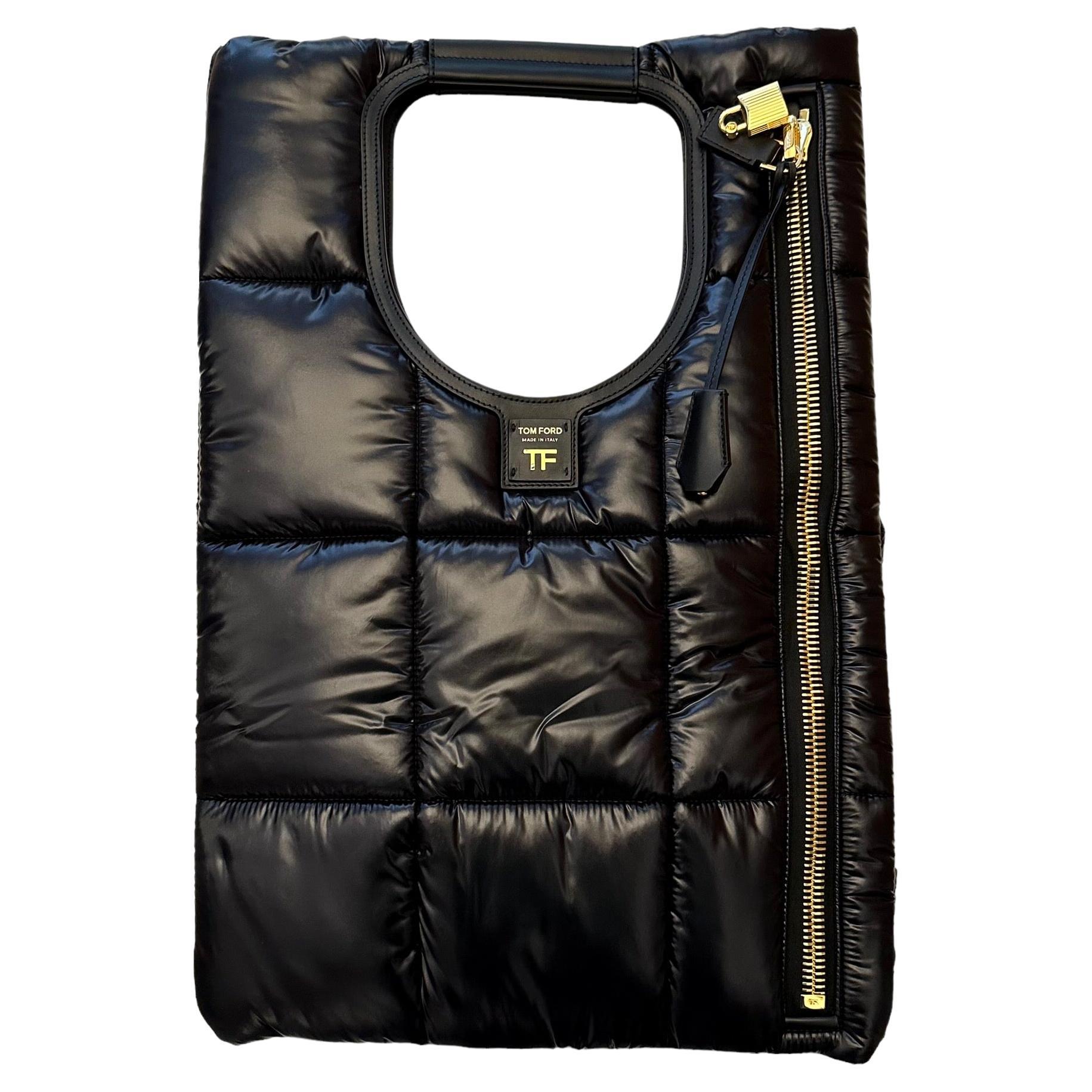 Tom Ford Black Quilted Nylon Puffy Alix Bag For Sale