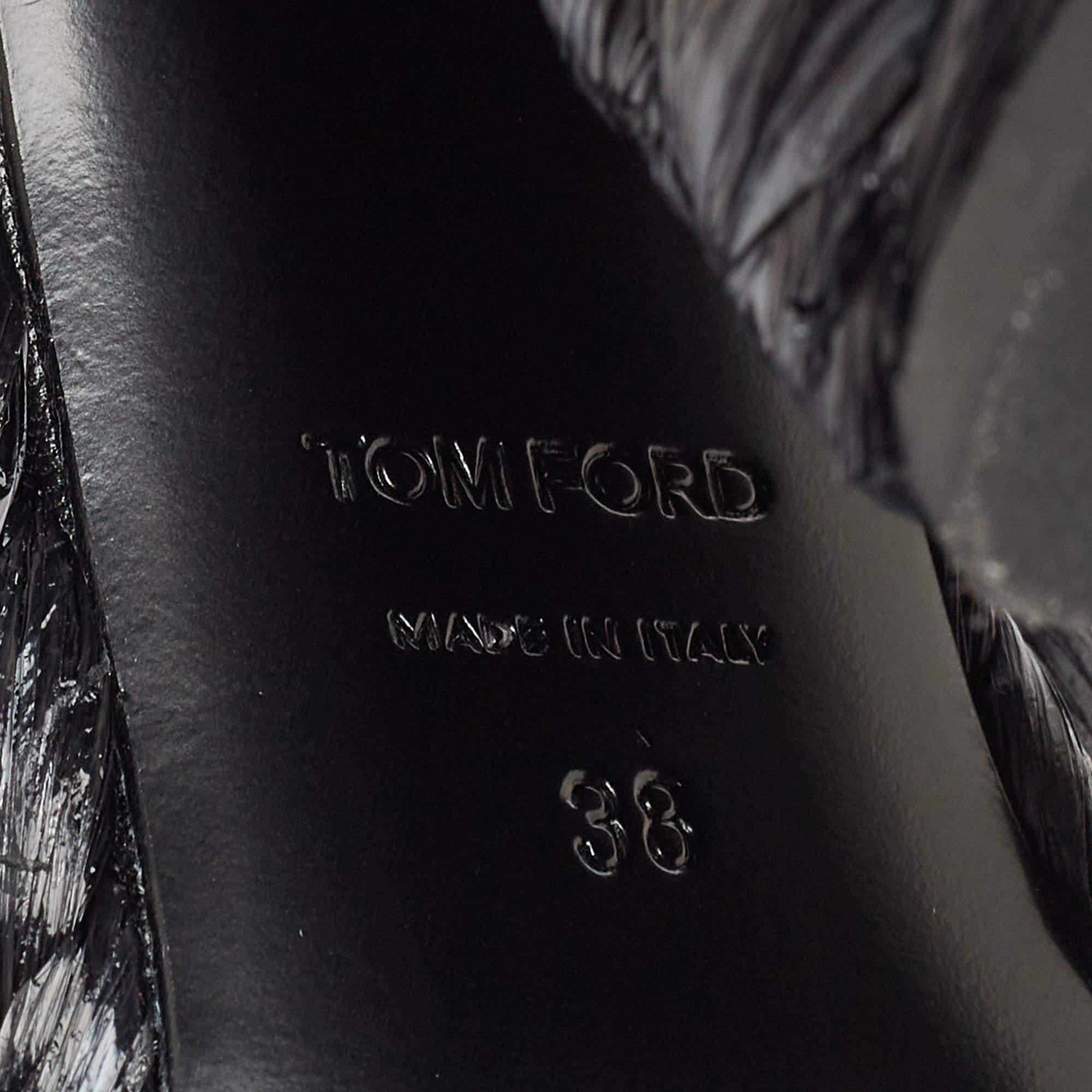 Tom Ford - Sandales en cuir et raphia noir - Taille 38 en vente 4