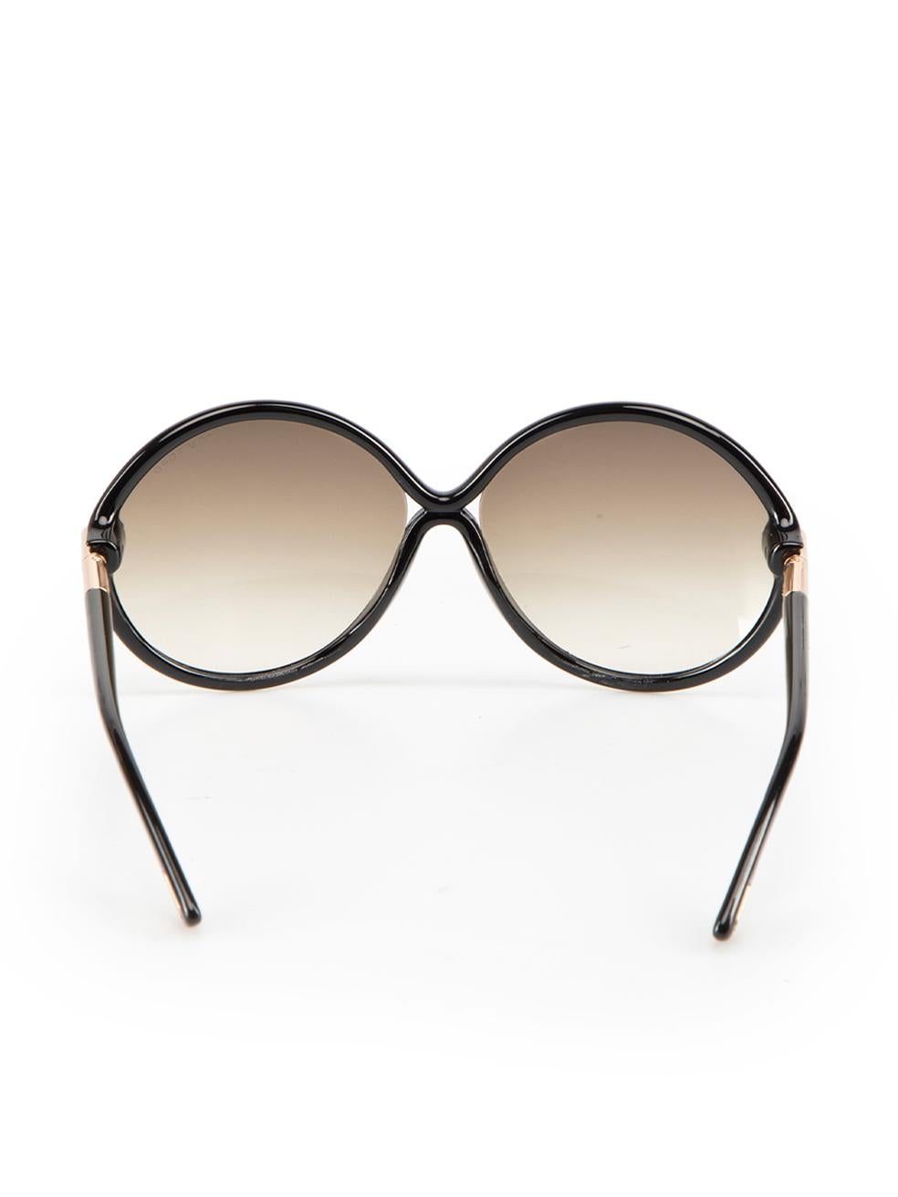 Beige Tom Ford Black Round Oversized Rita Sunglasses