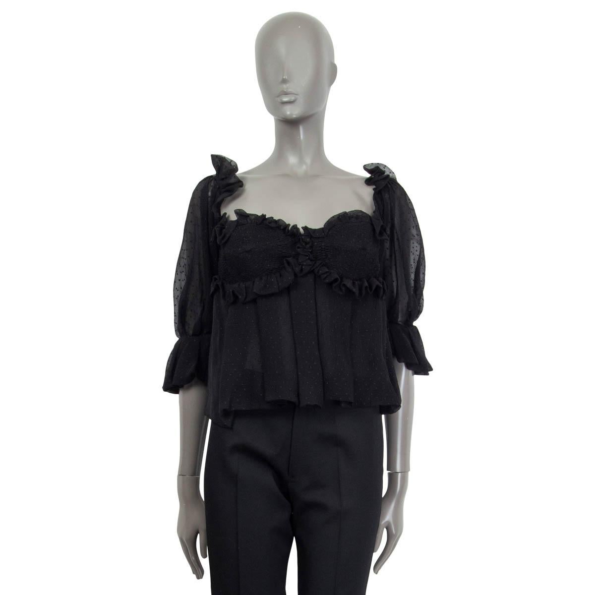 TOM FORD negro RUCHED BUSTIER HALF SLEEVE Blusa Camisa S Negro en venta