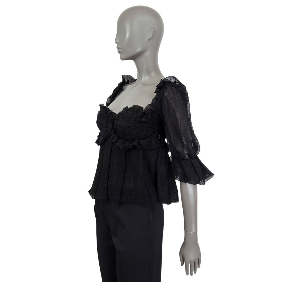 De las mujeres TOM FORD negro RUCHED BUSTIER HALF SLEEVE Blusa Camisa S en venta