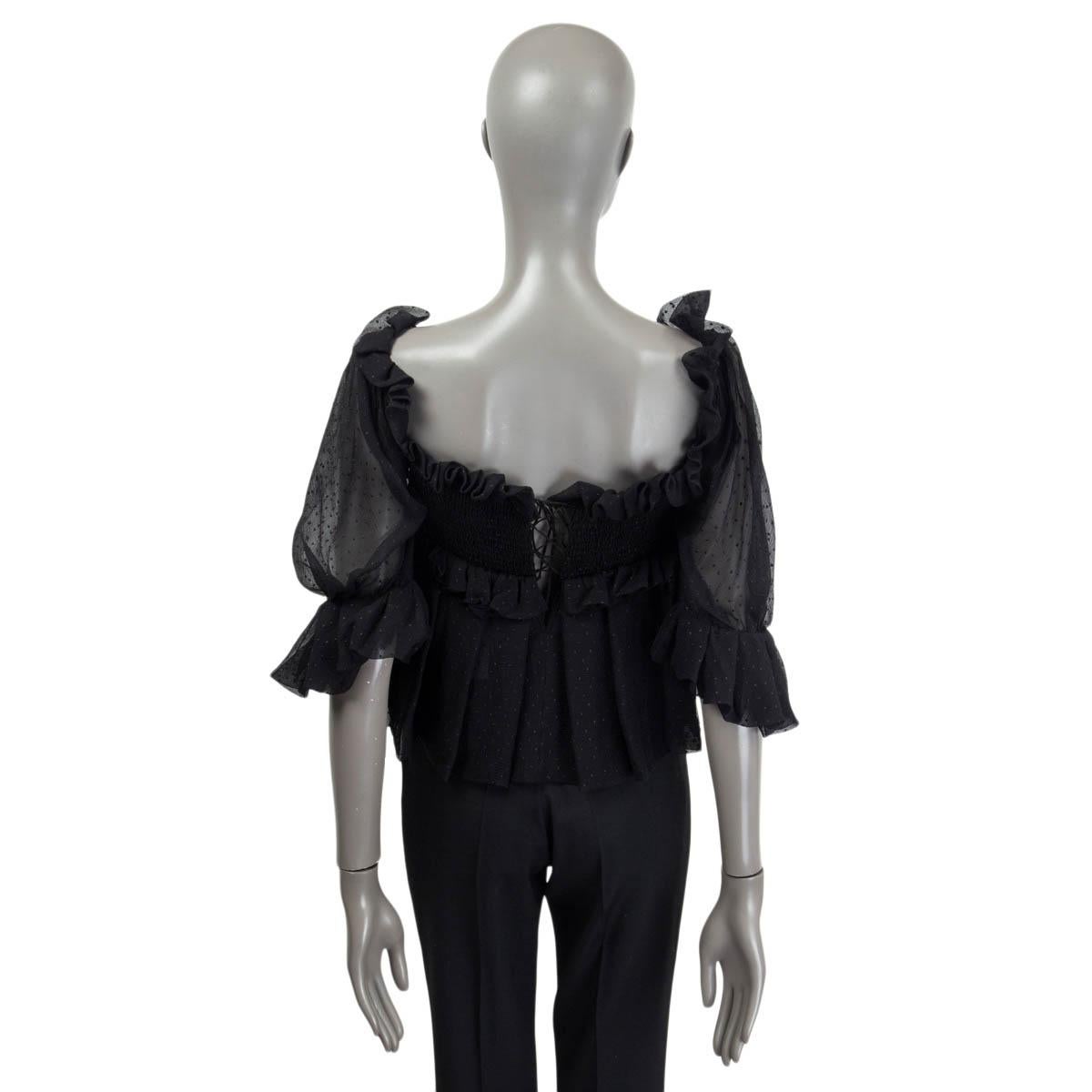 TOM FORD negro RUCHED BUSTIER HALF SLEEVE Blusa Camisa S en venta 1