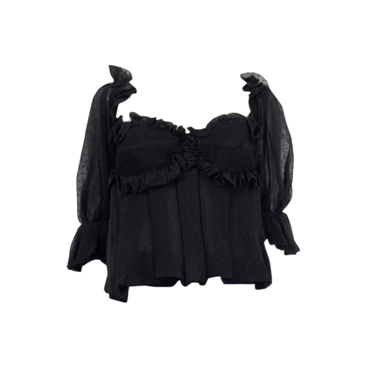TOM FORD negro RUCHED BUSTIER HALF SLEEVE Blusa Camisa S