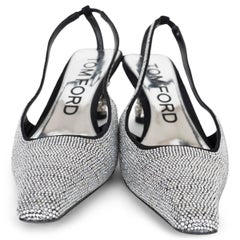 Zapatos Tom Ford de satén negro 2023, con 50 cristales, tipo slingback, talla 39