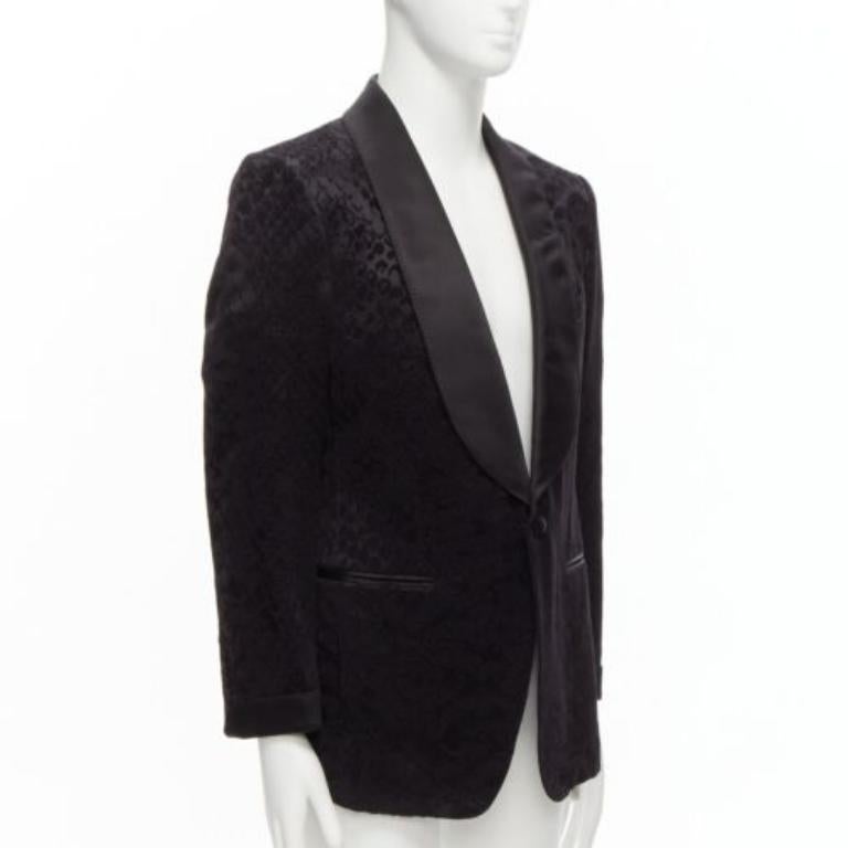 Black TOM FORD black satin shawl collar python jacquard tuxedo jacket IT50 L