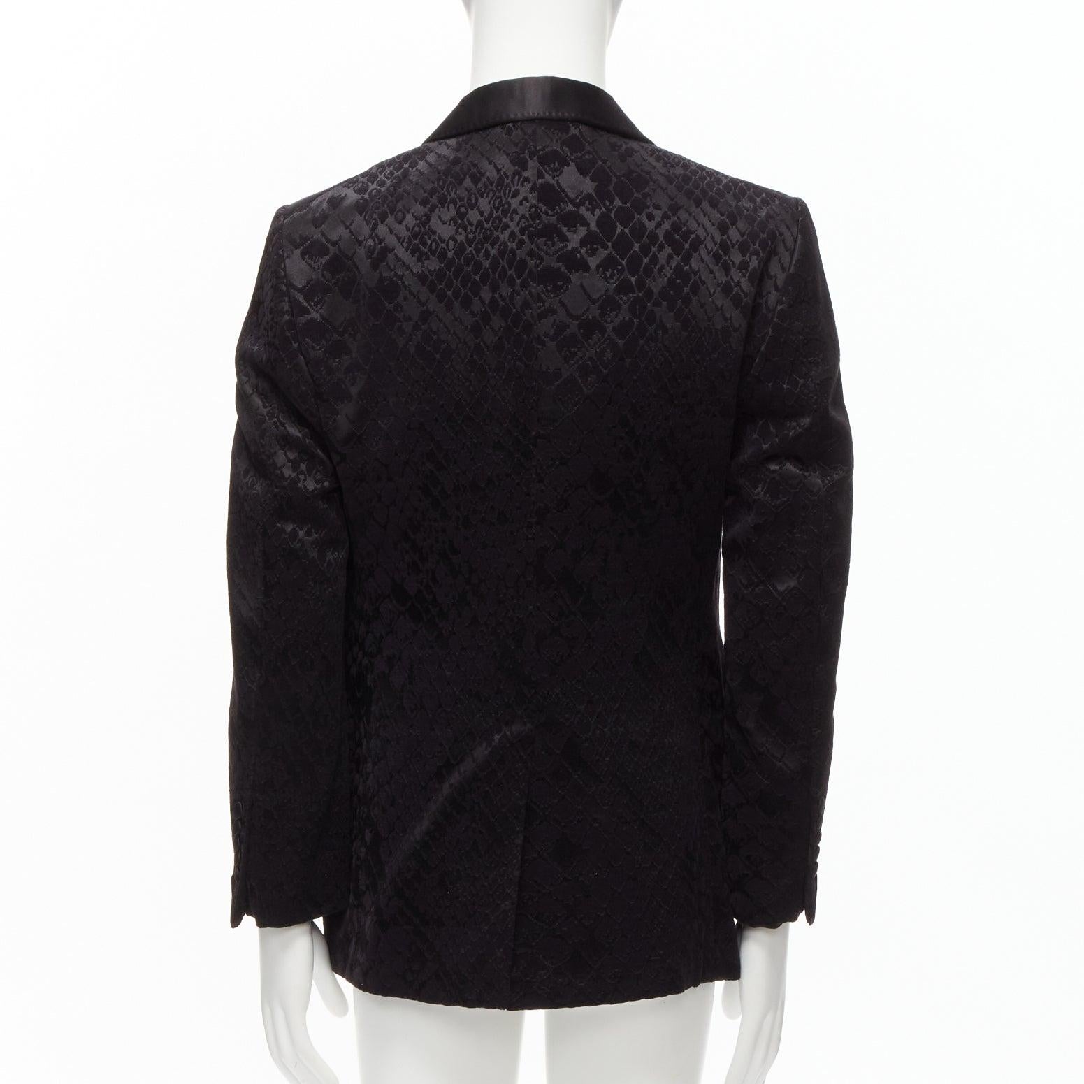 TOM FORD black satin shawl collar python jacquard tuxedo jacket IT50 L For Sale 1