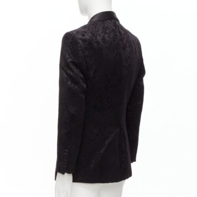 TOM FORD black satin shawl collar python jacquard tuxedo jacket IT50 L 1