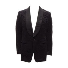 TOM FORD black satin shawl collar python jacquard tuxedo jacket IT50 L