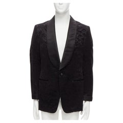 TOM FORD black satin shawl collar python jacquard tuxedo jacket IT50 L