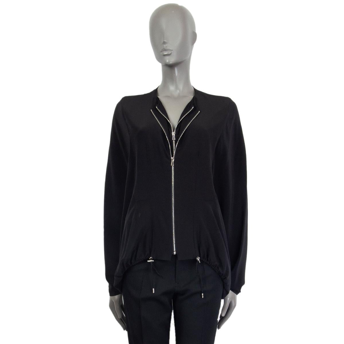 Tom Ford oversized poncho blouson jacket in black silk (100%) with double zipper detail and drawstring around hips. Brand new. 

Tag Size 36
Size XXS
Shoulder Width 36cm (14in)
Bust To 68cm (26.5in)
Waist To 68cm (26.5in)
Hips To 68cm