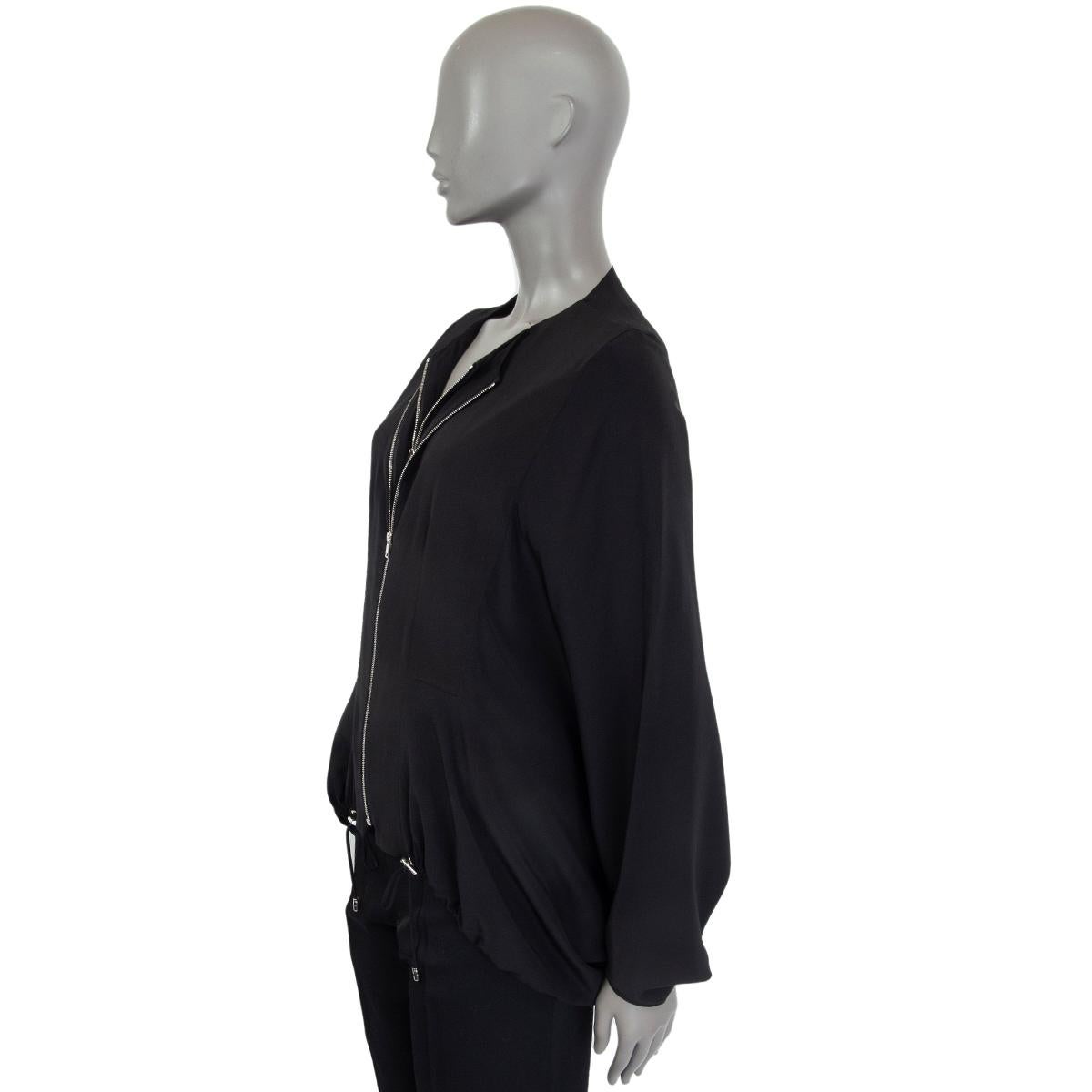 Black TOM FORD black silk OVERSIZED DOUBLE ZIP PONCHO Jacket 36 XXS For Sale