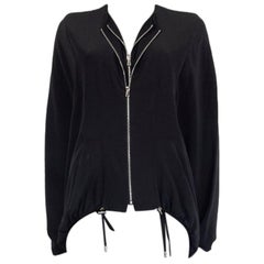 TOM FORD Schwarze OVERSIZED DOUBLE ZIP PONCHO Jacke aus Seide 36 XXS