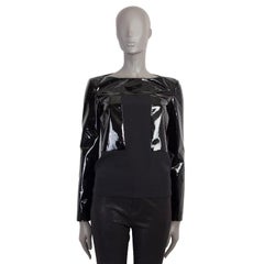 TOM FORD schwarzes Seidenhemd mit PATENT PANELED-Bluse, 38 XS