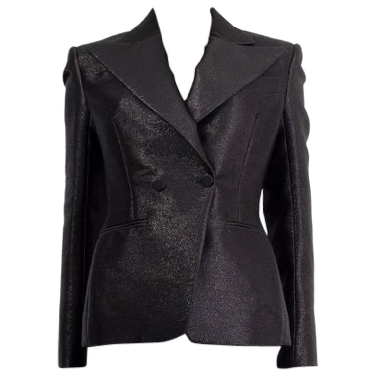 willekeurig Observeer Kwelling TOM FORD black and silver LUREX Fitted Blazer Jacket 36 XXS For Sale at  1stDibs