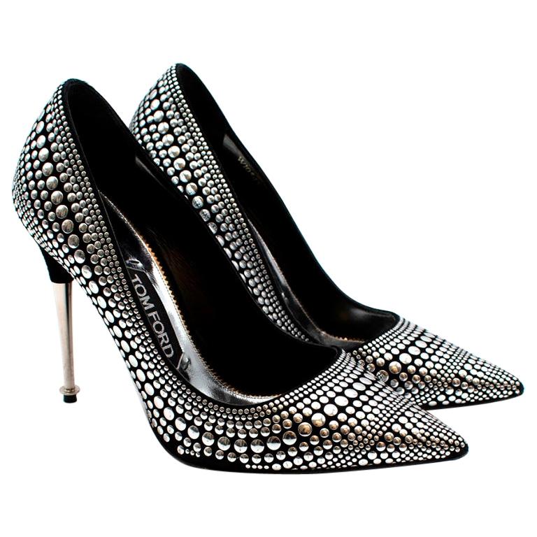 Tom Ford Black/Silver Studded Leather Pumps - Size 38.5