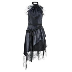 TOM FORD BLACK STRETCH CHARMEUSE HALTERNECK DRESS Sz IT 36