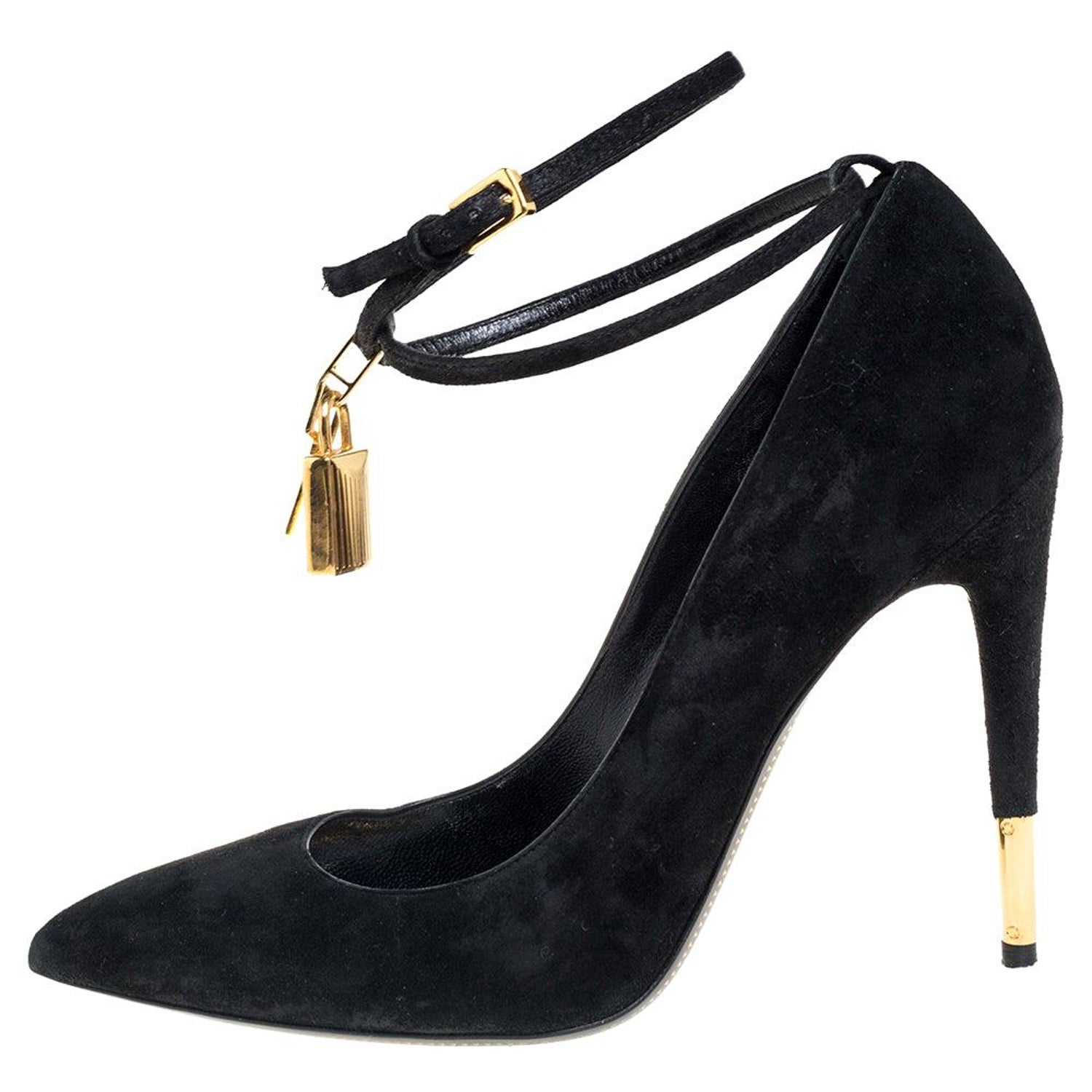 Tom Ford Black Suede Ankle Strap Luck Pumps Size 40 at 1stDibs
