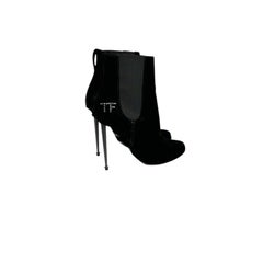 Tom Ford Black Suede Heeled Ankle Boots Sz.38.5