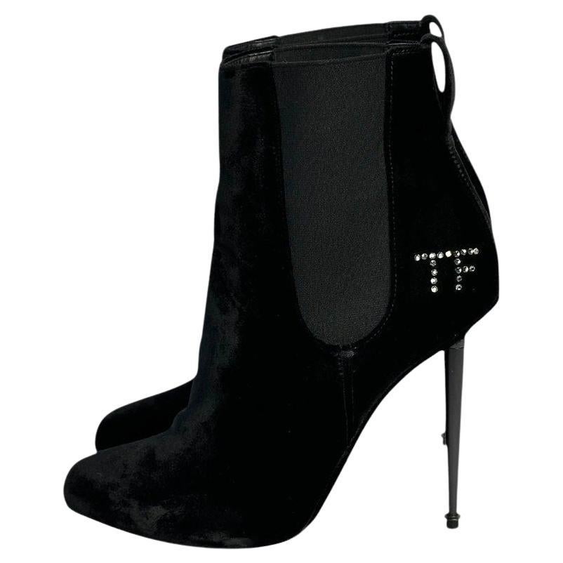 Tom Ford Black Suede Heeled Ankle Boots Sz.38.5