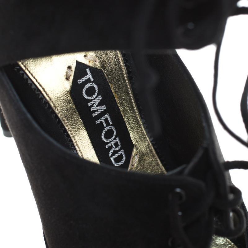 Tom Ford Black Suede Open Toe Ankle Booties Size 40 In New Condition In Dubai, Al Qouz 2