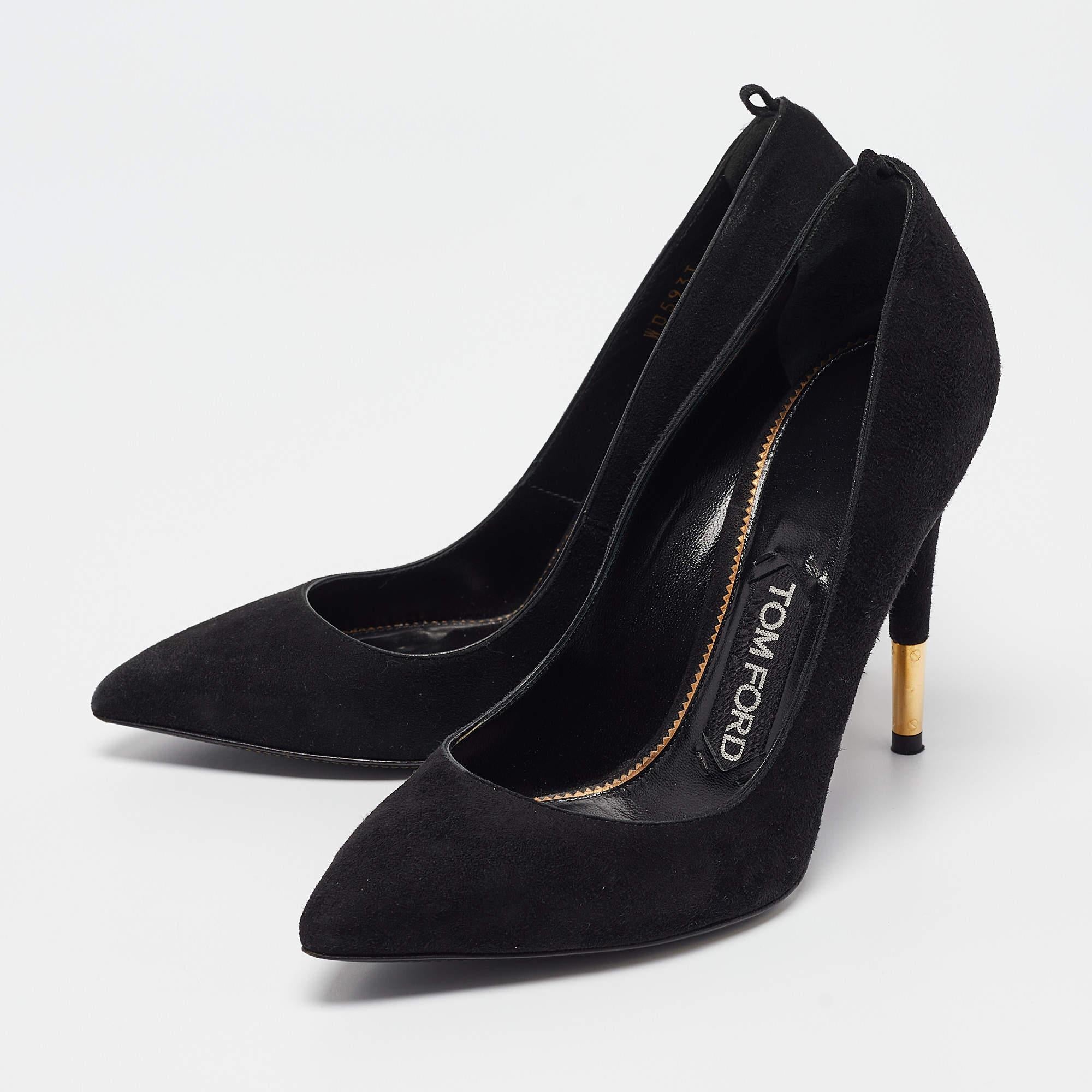 Make a chic style statement with these designer pumps. They showcase sturdy heels and durable soles perfect for your fashionable outings