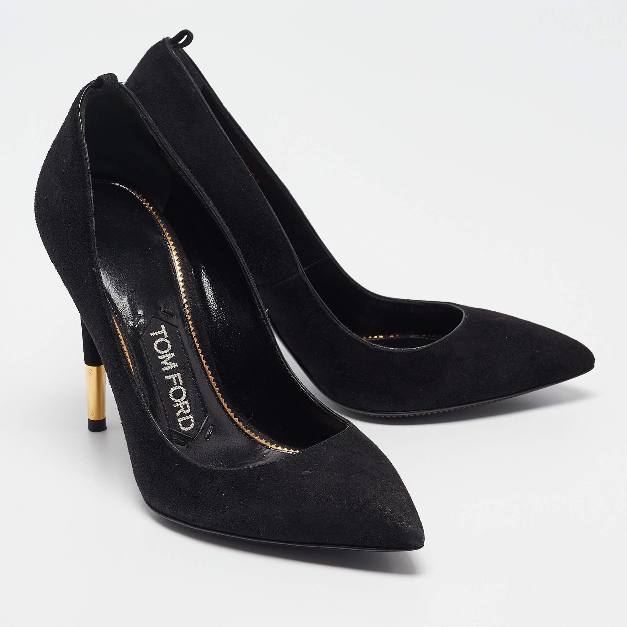 Women's Tom Ford Black Suede Padlock Pumps Size 35