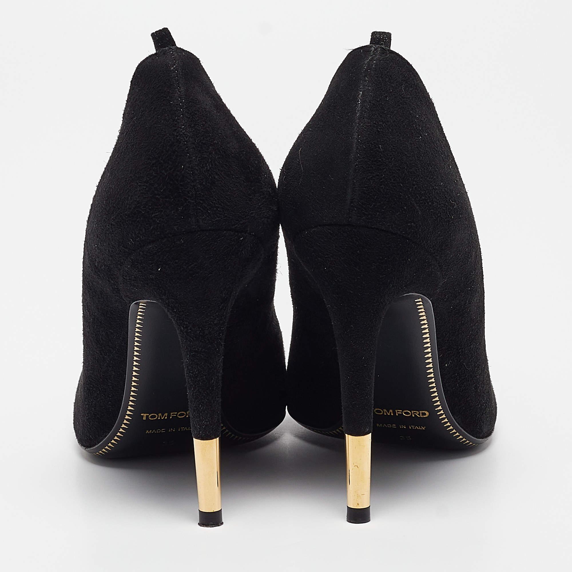 Tom Ford Black Suede Padlock Pumps Size 35 1