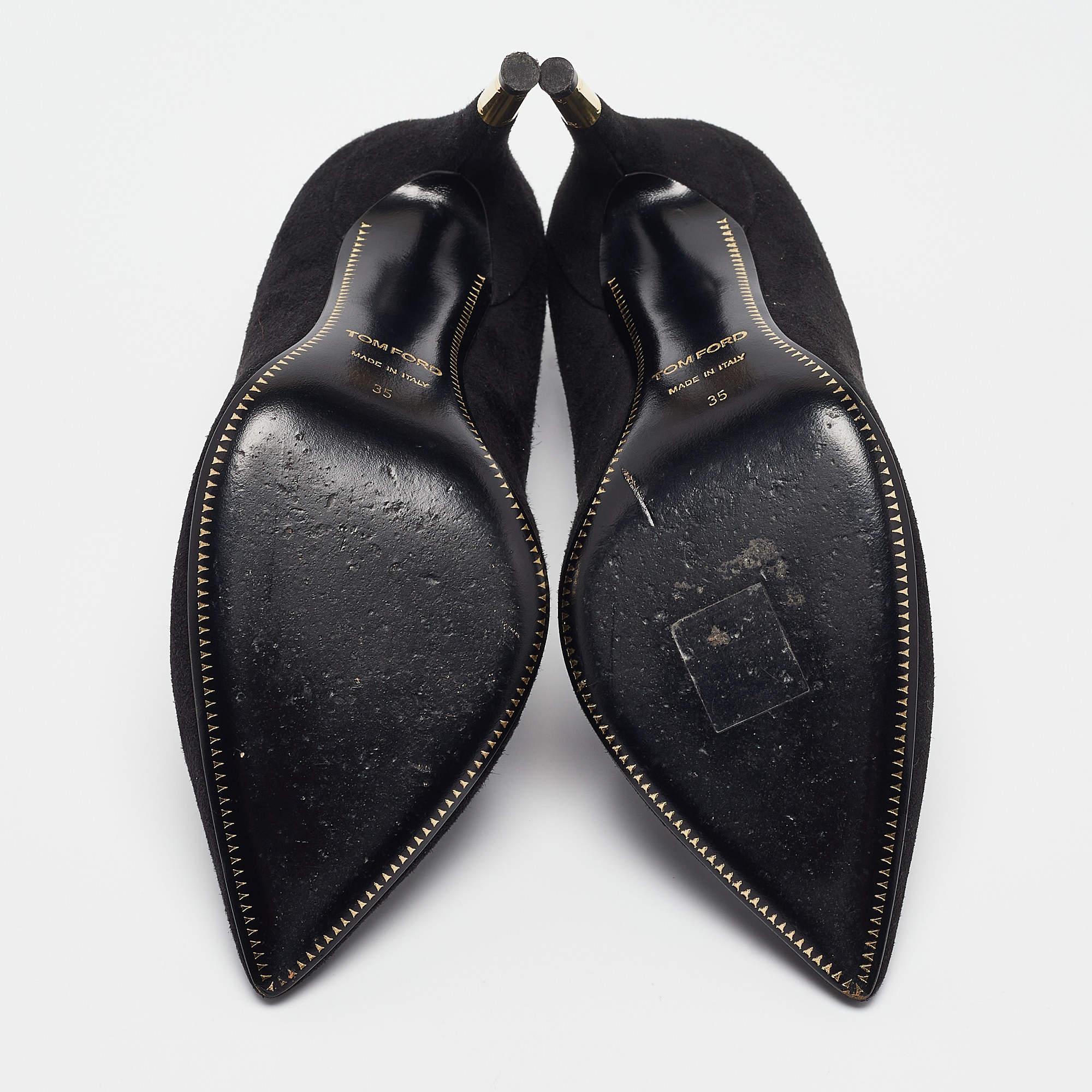 Tom Ford Black Suede Padlock Pumps Size 35 2