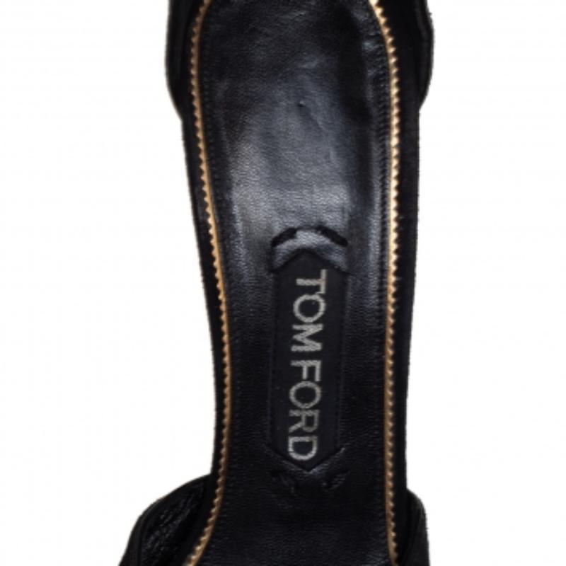 Tom Ford Black Suede Screw Studded Ankle Strap Sandals Size 39 For Sale 1
