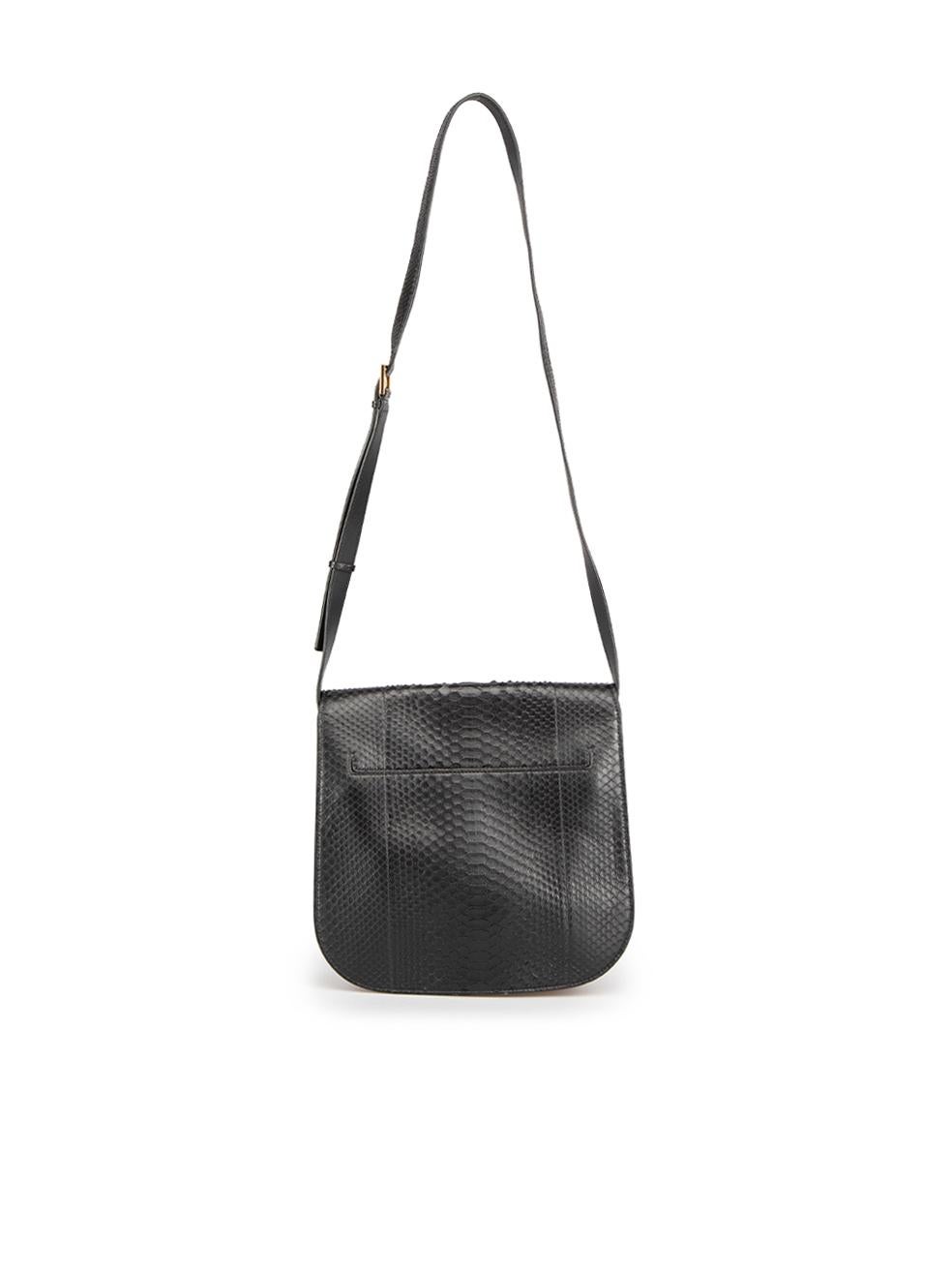 Tom Ford Black T-Plaque Python Leather Crossbody In Excellent Condition For Sale In London, GB